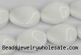 CTW76 15.5 inches 15*20mm twisted oval white agate gemstone beads