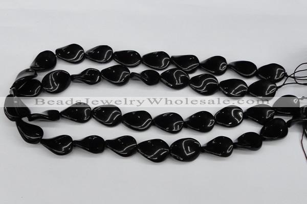 CTW77 15.5 inches 15*20mm twisted oval black agate gemstone beads