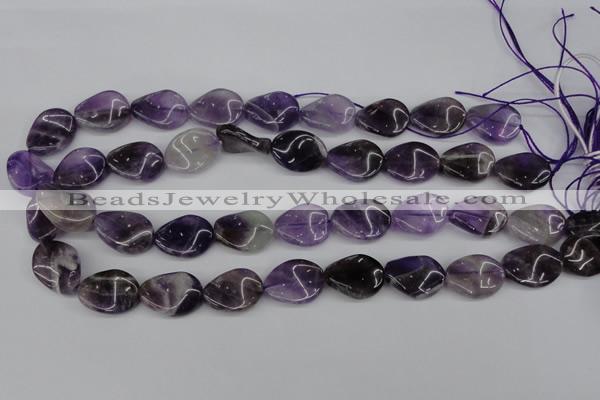 CTW83 15.5 inches 15*20mm twisted oval amethyst gemstone beads