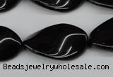 CTW98 15.5 inches 18*30mm twisted oval black agate gemstone beads