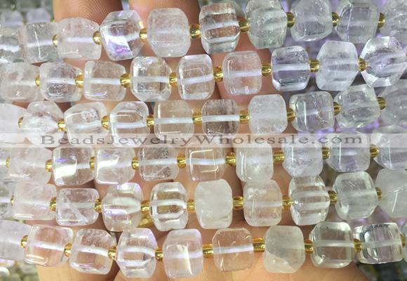 CUBS22 15 inches 8*8mm faceted cube white crystal gemstone beads