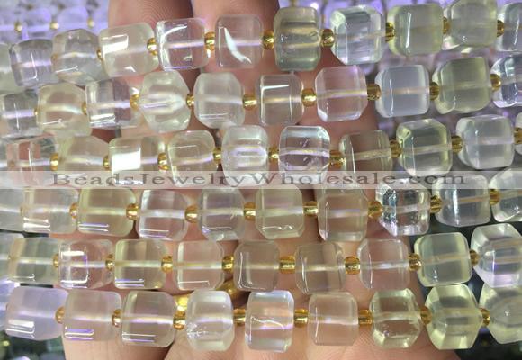 CUBS24 15 inches 8*8mm faceted cube lemon quartz gemstone beads