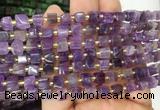 CUBS41 15 inches 6 - 7mm cube amethyst gemstone beads wholesale