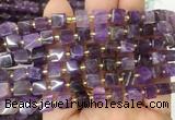 CUBS42 15 inches 7 - 8mm cube amethyst gemstone beads wholesale