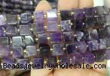 CUBS43 15 inches 8 - 9mm cube amethyst gemstone beads wholesale