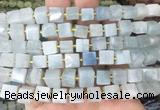 CUBS55 15 inches 8 - 9mm cube aquamarine gemstone beads wholesale