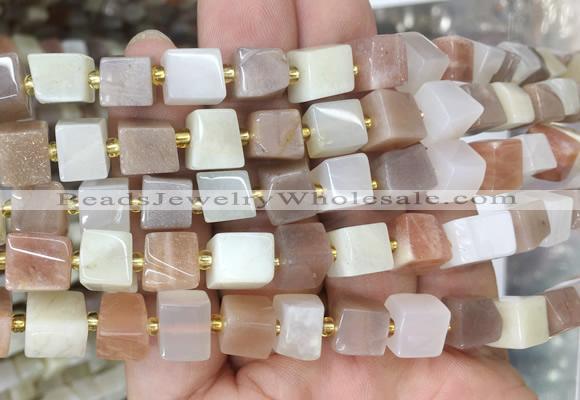 CUBS75 15 inches 7 - 8mm cube colorful moonstone gemstone beads wholesale