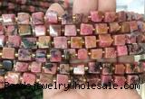 CUBS84 15 inches 7 - 8mm cube rhodonite gemstone beads wholesale