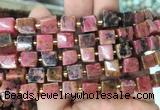 CUBS85 15 inches 8 - 9mm cube rhodonite gemstone beads wholesale