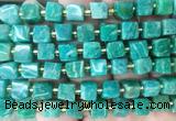 CUBS91 15 inches 8 - 9mm cube amazonite gemstone beads wholesale