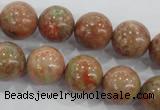 CUG105 15.5 inches 14mm round Chinese unakite beads wholesale