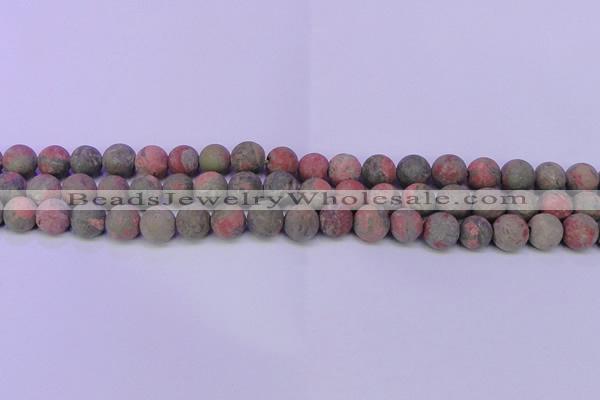 CUG183 15.5 inches 10mm round matte unakite gemstone beads