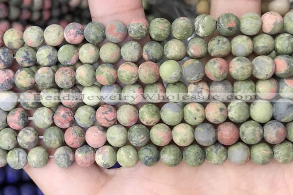 CUG191 15.5 inches 6mm round matte unakite beads wholesale