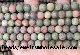 CUG192 15.5 inches 8mm round matte unakite beads wholesale