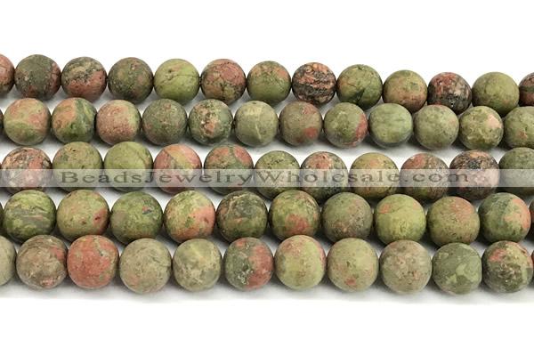 CUG209 15 inches 12mm round matte unakite beads