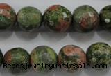 CUG303 15.5 inches 10mm faceted round unakite gemstone beads