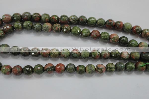 CUG303 15.5 inches 10mm faceted round unakite gemstone beads