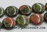 CUG50 16 inches 15mm flat round natural unakite gemstone beads wholesale