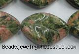 CUG64 16 inches 22*30mm twisted leaf natural unakite beads wholesale