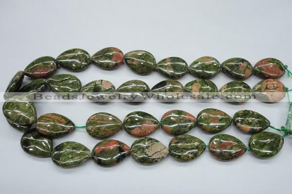 CUG70 15.5 inches 18*25mm flat teardrop unakite gemstone beads