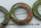 CUG76 15.5 inches 30mm donut unakite gemstone beads wholesale