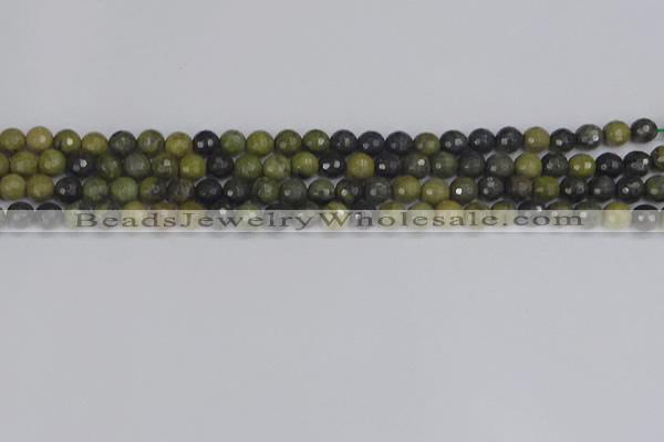 CUJ100 15.5 inches 4mm faceted round African green autumn jasper beads