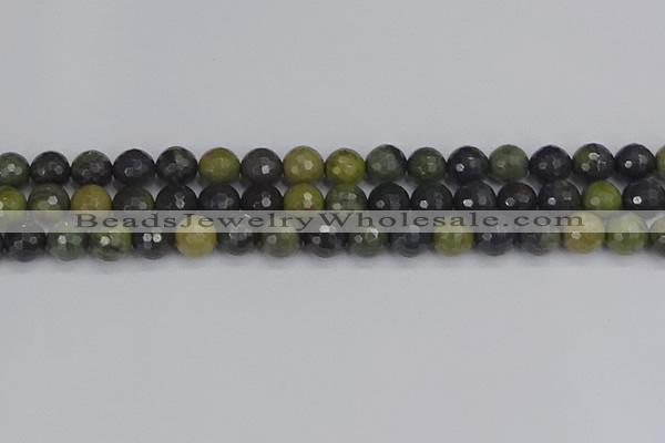 CUJ102 15.5 inches 8mm faceted round African green autumn jasper beads