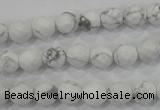 CWB212 15.5 inches 8mm faceted round natural white howlite beads