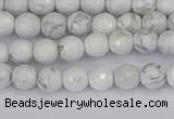 CWB230 15.5 inches 4mm faceted round white howlite beads