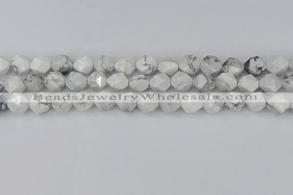 CWB240 15.5 inches 10mm faceted nuggets white howlite beads