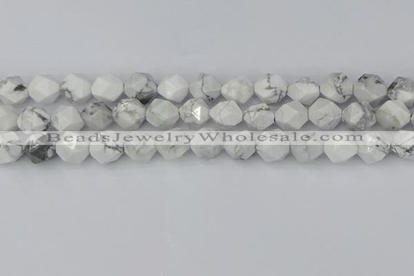 CWB241 15.5 inches 12mm faceted nuggets white howlite beads