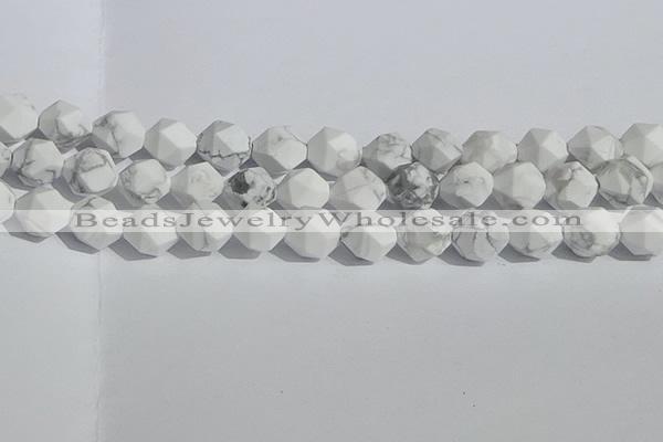 CWB247 15.5 inches 12mm faceted nuggets matte white howlite beads