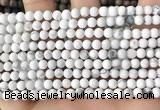 CWB250 15.5 inches 4mm round matte white howlite beads wholesale