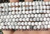 CWB251 15.5 inches 6mm round matte white howlite beads wholesale