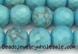 CWB260 15 inches 6mm faceted round howlite turquoise beads