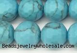 CWB261 15 inches 8mm faceted round howlite turquoise beads