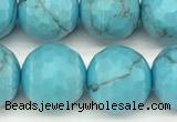 CWB262 15 inches 10mm faceted round howlite turquoise beads