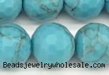 CWB263 15 inches 12mm faceted round howlite turquoise beads