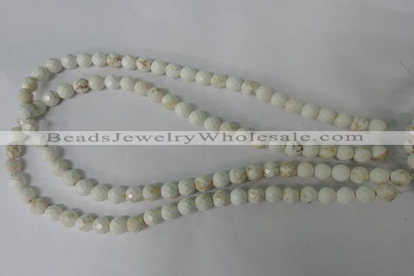 CWB300 15.5 inches 4mm faceted round howlite turquoise beads