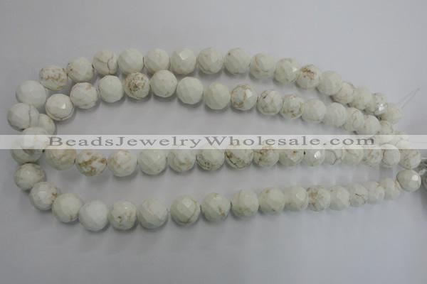 CWB304 15.5 inches 12mm faceted round howlite turquoise beads