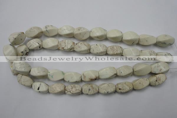 CWB340 15.5 inches 12*20mm twisted rice howlite turquoise beads