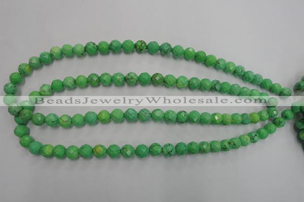 CWB392 15.5 inches 8mm faceted round howlite turquoise beads