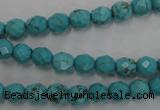 CWB421 15.5 inches 6mm faceted round howlite turquoise beads