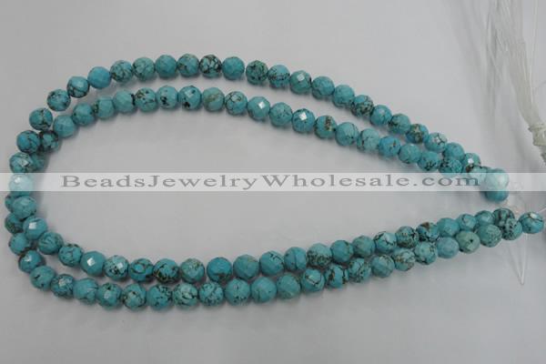 CWB422 15.5 inches 8mm faceted round howlite turquoise beads