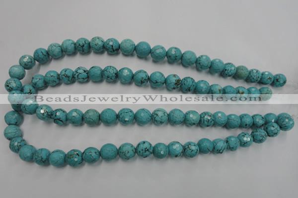 CWB423 15.5 inches 10mm faceted round howlite turquoise beads