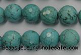 CWB424 15.5 inches 12mm faceted round howlite turquoise beads