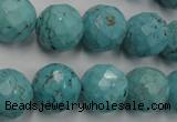 CWB425 15.5 inches 14mm faceted round howlite turquoise beads