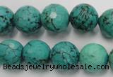 CWB426 15.5 inches 14mm faceted round howlite turquoise beads