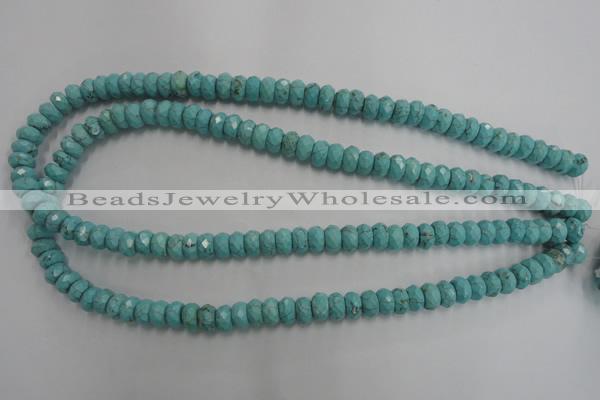 CWB443 15.5 inches 5*8mm faceted rondelle howlite turquoise beads