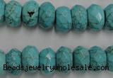 CWB447 15.5 inches 8*12mm faceted rondelle howlite turquoise beads